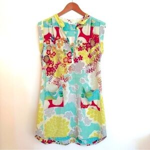 Weston Floral Dress V-neck Rounded Hemline Size Small